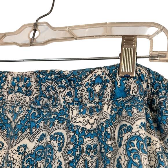 Feather Bone Blue White Wide Leg Pants Womens Sz 6 Paisley Boho Maximalist Loose - Picture 14 of 16